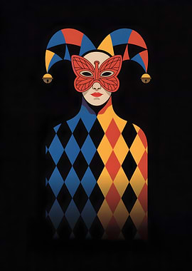 Harlequin Masked Figure