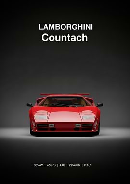 red Lamborghini Countach Red Poster