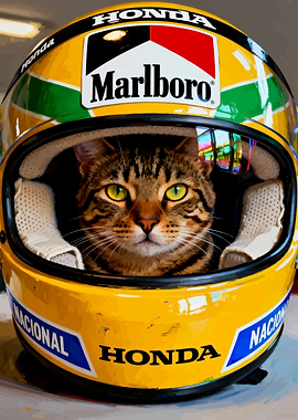 Cat in Racing Helmet