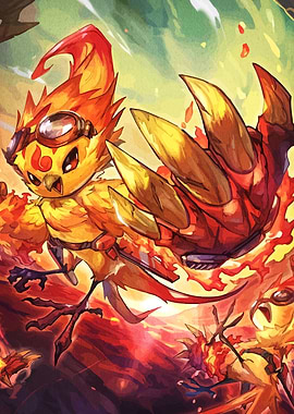 Fiery Bird with Goggles Illustration