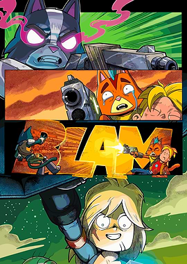 Comic Panel with Anthropomorphic Characters and Guns