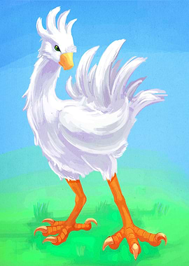 Chocobo illustration on green field
