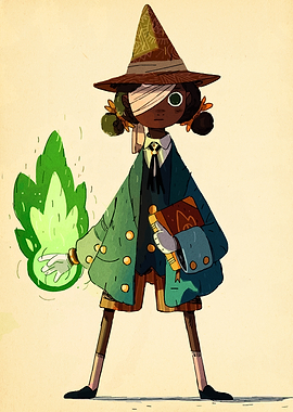 Young Witch with Green Magic