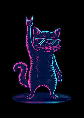 Rock and Roll Cat Illustration