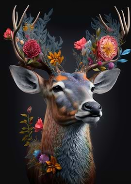 Floral Deer Portrait