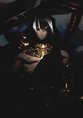 Dark Hooded Figure with Golden Accents