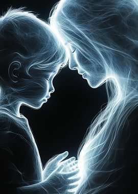 Mother and Child Glowing Embrace