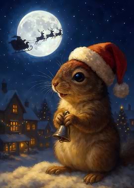 Christmas Squirrel with Bell