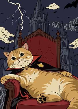 Vampire Cat on Throne