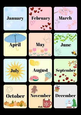Calendar with Seasonal Illustrations