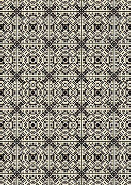 Retro Modular Grid Pattern in Black and Beige
