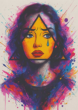 Colorful Portrait with Triangle and Tears