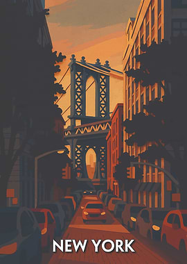 New York Cityscape with Manhattan Bridge