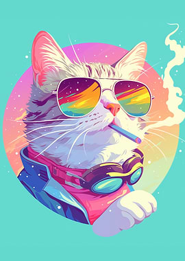 Cool Cat with Sunglasses and Cigarette