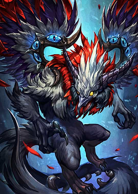 Fantasy Creature with Wings and Horns