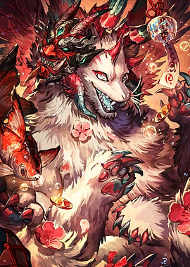 Japanese Monster with Koi Fish