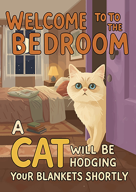 Welcome to the Bedroom Cat Poster