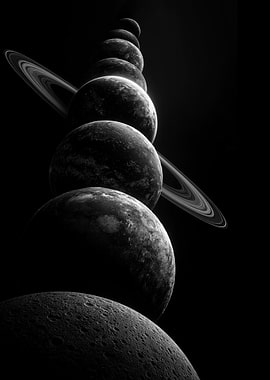 Monochrome Stacked Planets