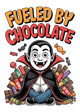 Fueled by Chocolate Vampire Cartoon