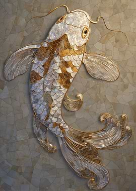 Elegant Golden Koi Fish Wall Art