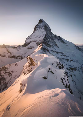 Snowy Mountain Peak at Sunrise