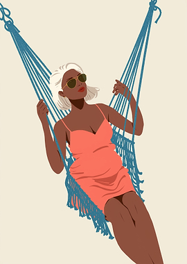 Woman in Hammock Illustration
