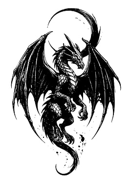 Black Dragon Ink Illustration