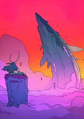 Whale and Figure in Dreamscape