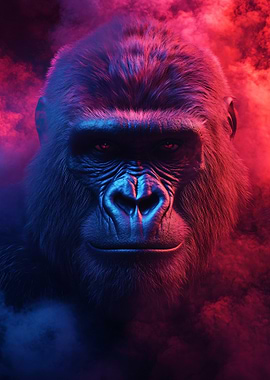 Neon Gorilla Portrait