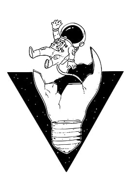 Astronaut on Broken Lightbulb in Space