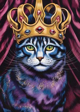 Regal Cat Portrait with Crown
