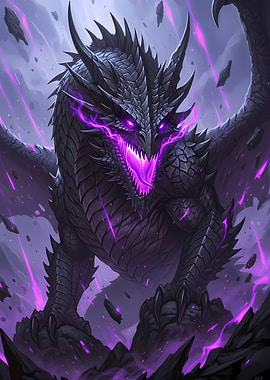 Black Dragon with Purple Energy