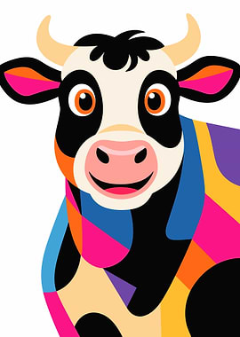 Colorful Cow Illustration