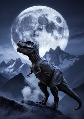 Tyrannosaurus Rex under the moonlight