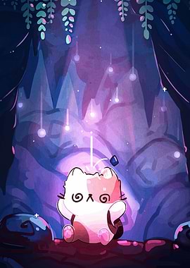 Cute Cat in Magical Cave