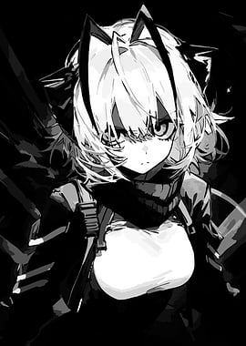 Anime Girl in Black and White