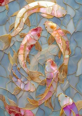 Koi Fish Stained Glass Art