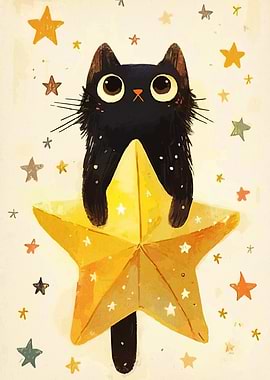 Black Cat on a Golden Star