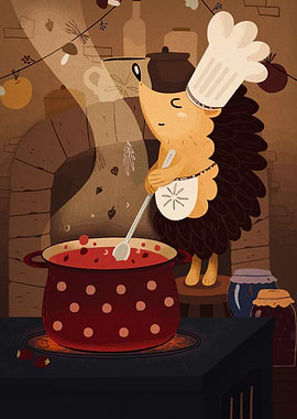 Hedgehog Chef Cooking Jam