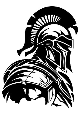 Spartan Warrior Black and White Illustration