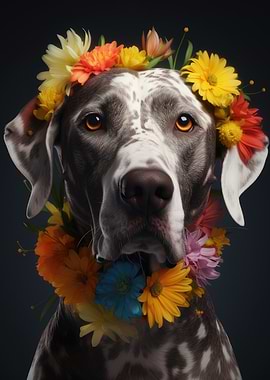 Dog with Flower Crown Portrait