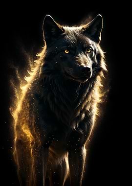 Golden Ghostly Particle Wolf