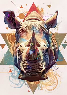 Geometric Rhino Portrait