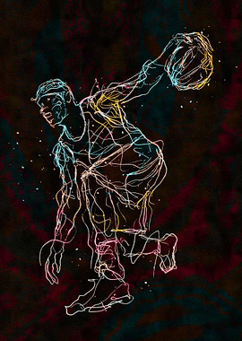 Basketball Player Abstract Line Art