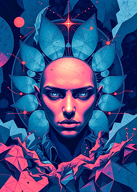 Abstract Portrait with Geometric Elements