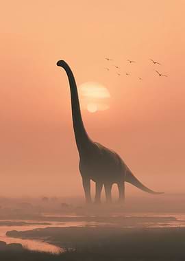 Brachiosaurus Silhouette at Sunset