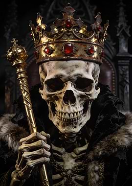 Skeleton King with Crown and Scepter