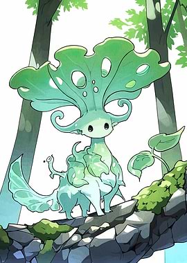 Leaf Creature in Forest Illustration