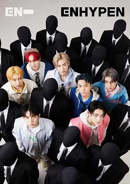 Enhypen Group Photo with Black Figures