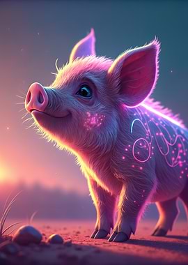 Neon Piglet Portrait